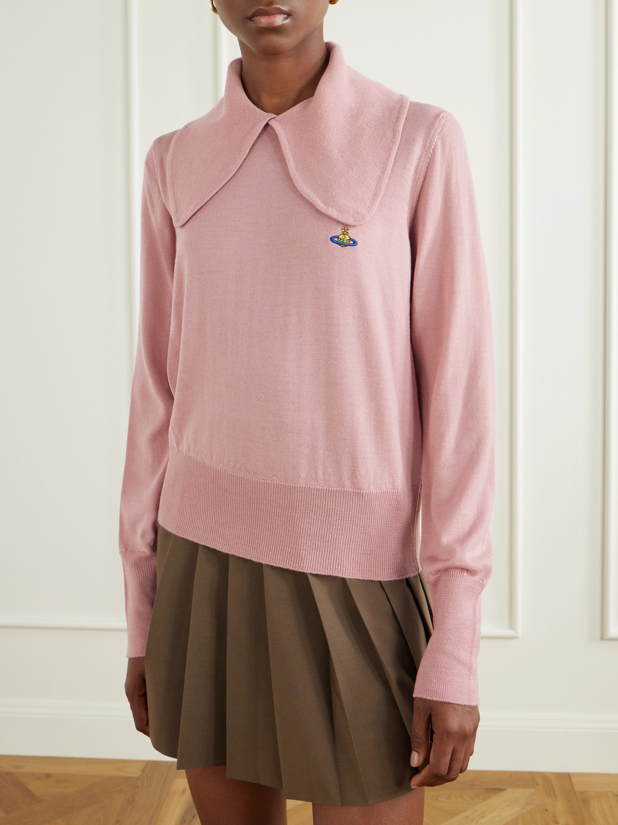 Tie Bea Logo-Embroidered Wool Polo Sweater