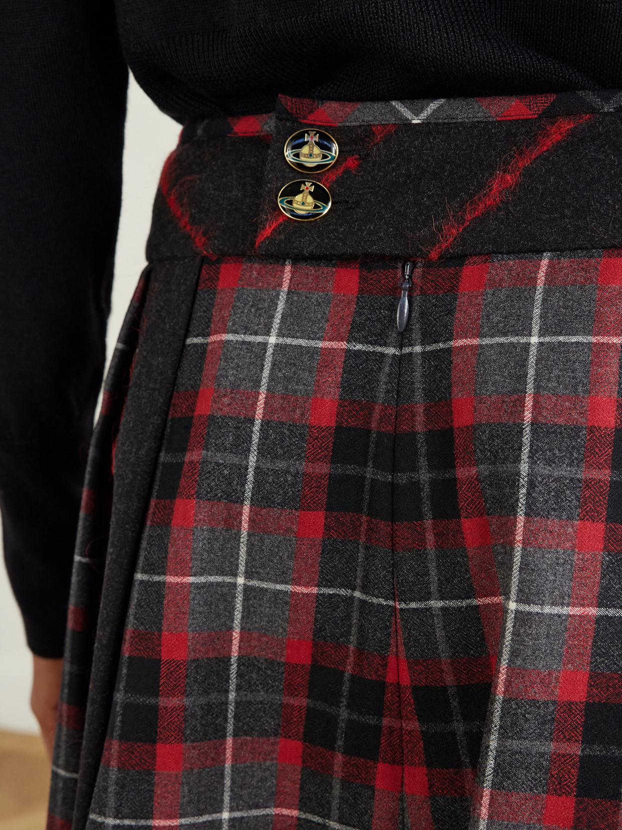 Bell Checked Pleated Mini Skirt Mini