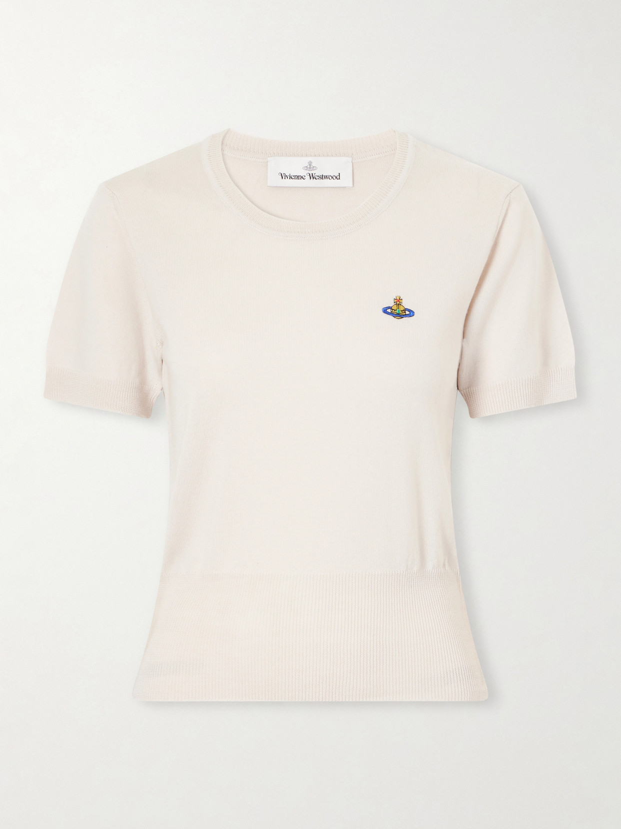 Vivienne Westwood Bea Logo-embroidered Wool T-shirt In Gray