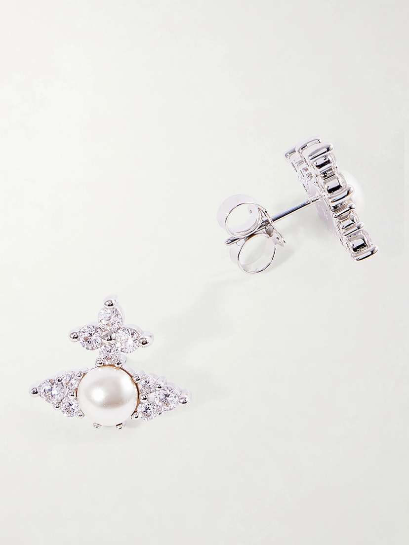 Vivienne Westwood Fedora Silver-tone Pearl-effect Crystal Earrings | Thumbnail 3