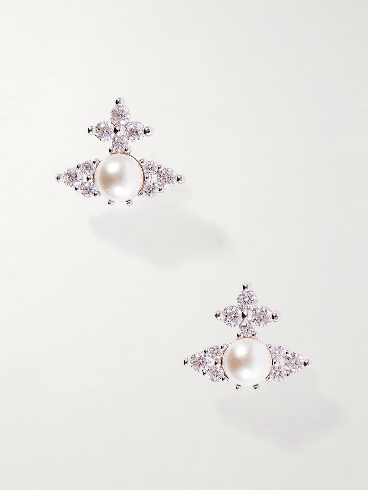 Vivienne Westwood Fedora Silver-tone Pearl-effect Crystal Earrings