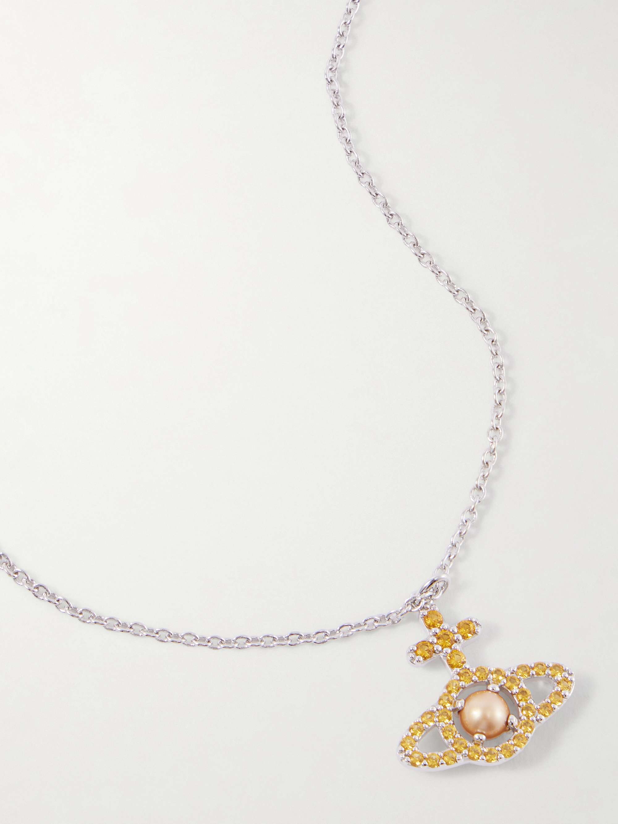VIVIENNE WESTWOOD Olympia platinum, crystal and pearl necklace