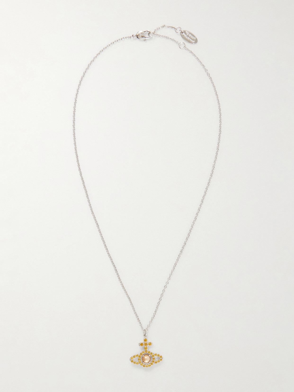 Vivienne Westwood Olympia Platinum, Crystal And Pearl Necklace In Gold