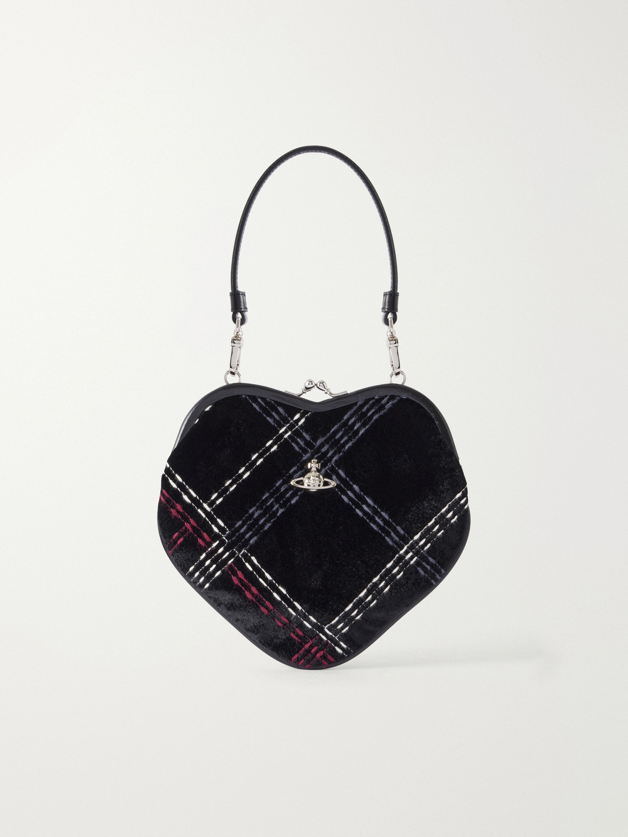 Vivienne Westwood Belle Checked Velvet Mini Shoulder Bag In Black