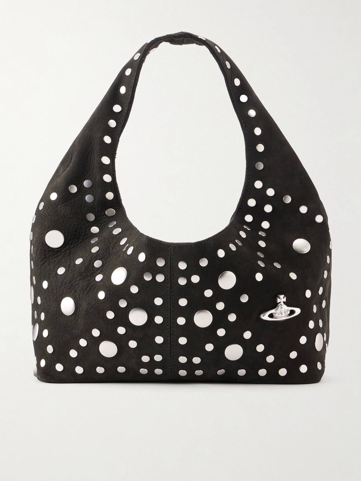 Vivienne Westwood Ellie Studded Nubuck Shoulder Bag In Black