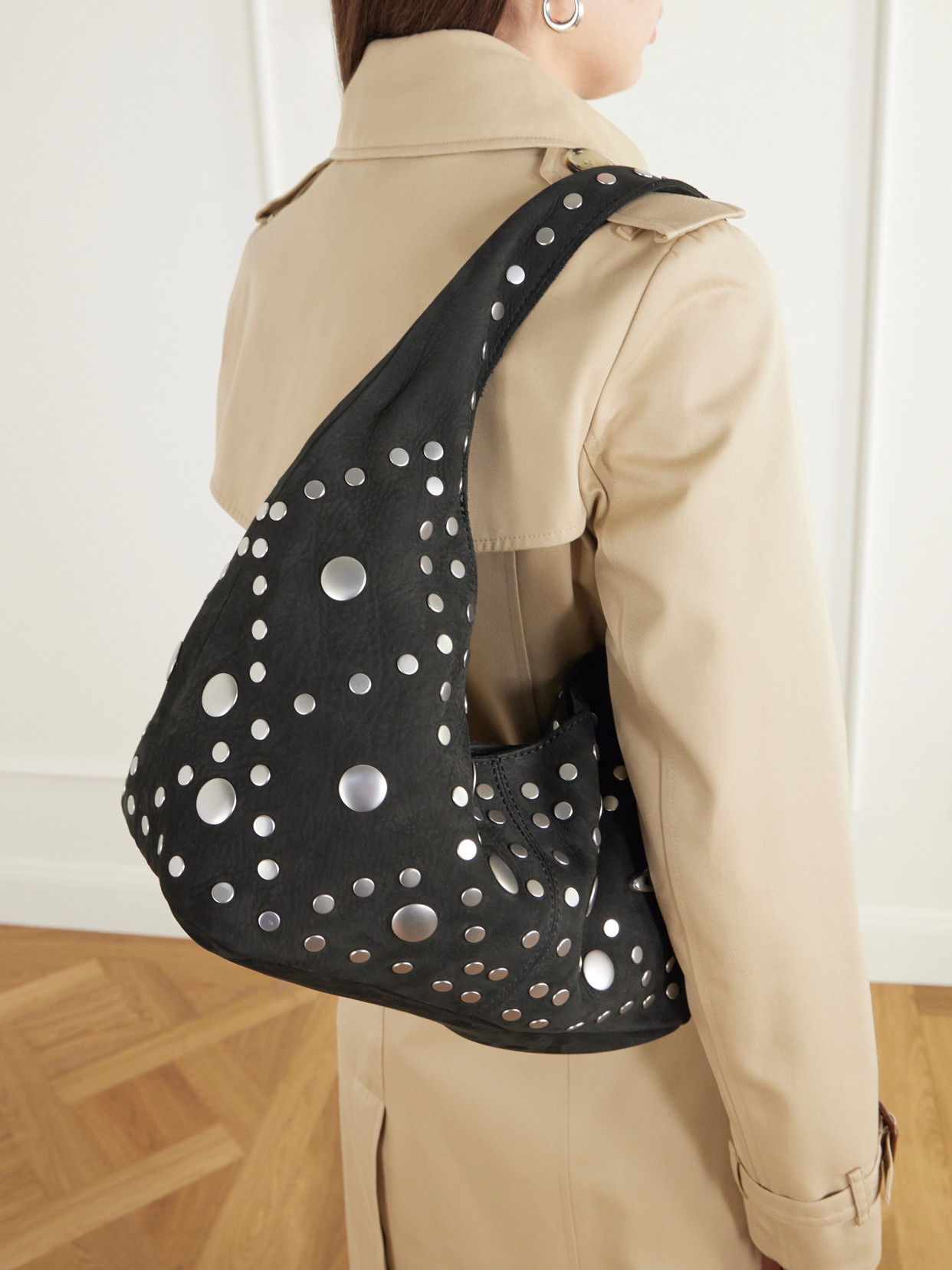 Ellie Studded Nubuck Shoulder Bag