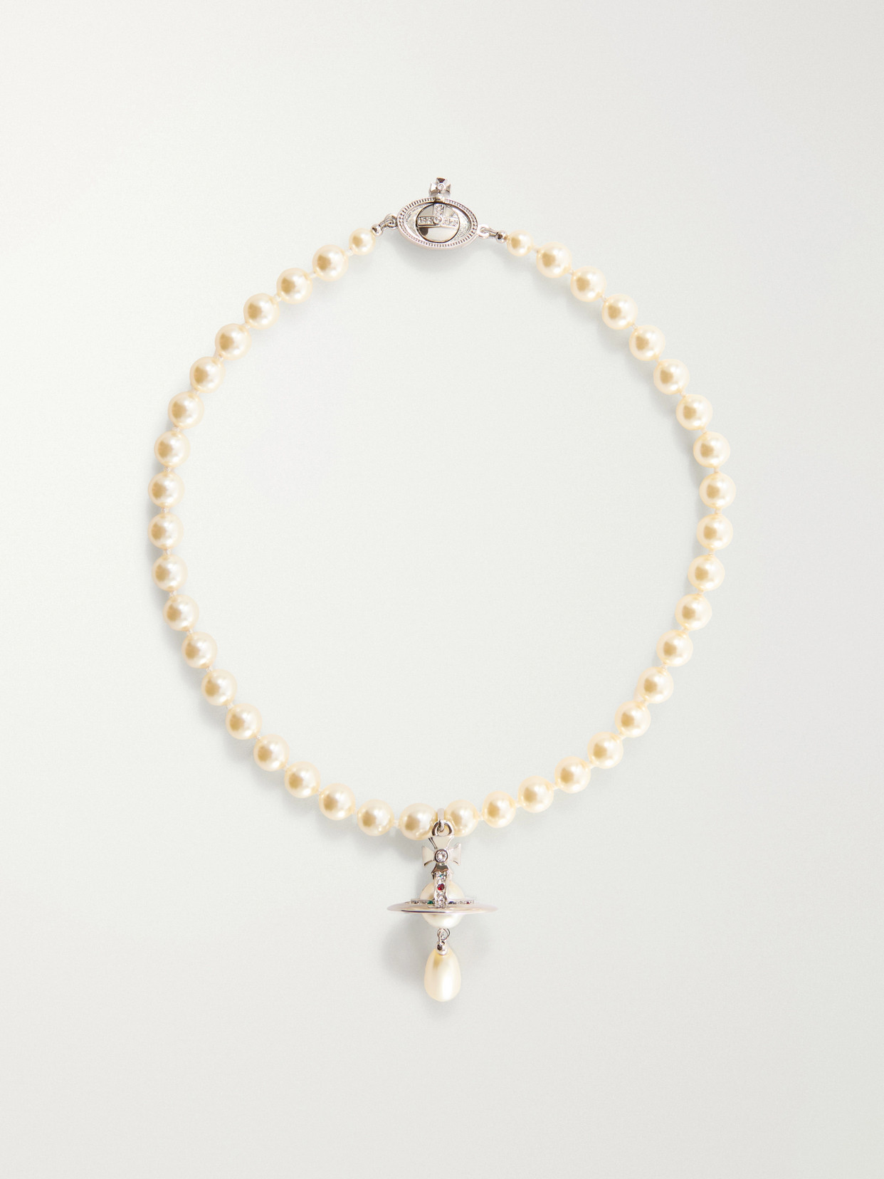 Vivienne Westwood Orb-embellished Gold-tone Beaded Choker In Silver