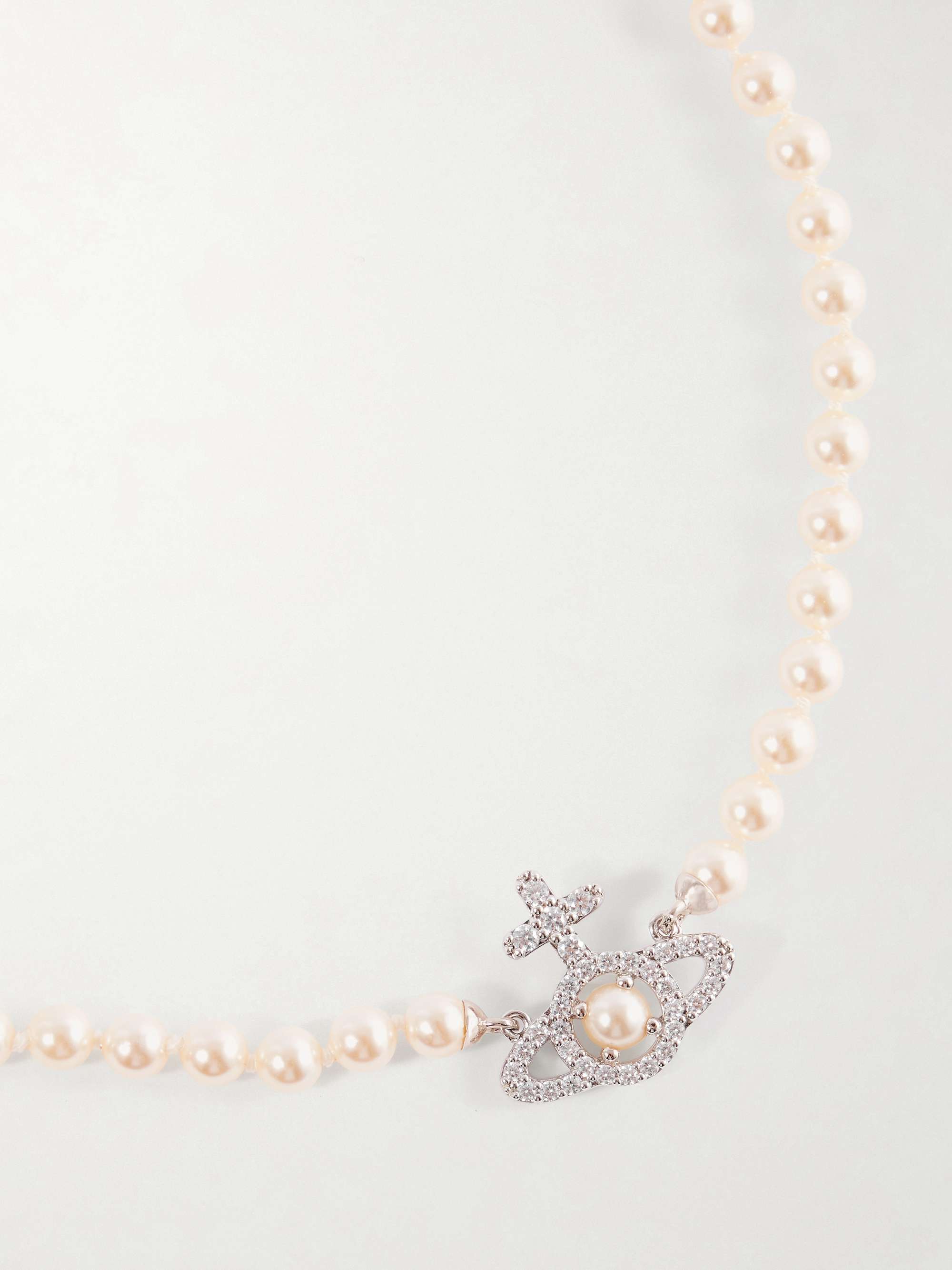VIVIENNE WESTWOOD Olympia platinum-tone crystal and pearl necklace