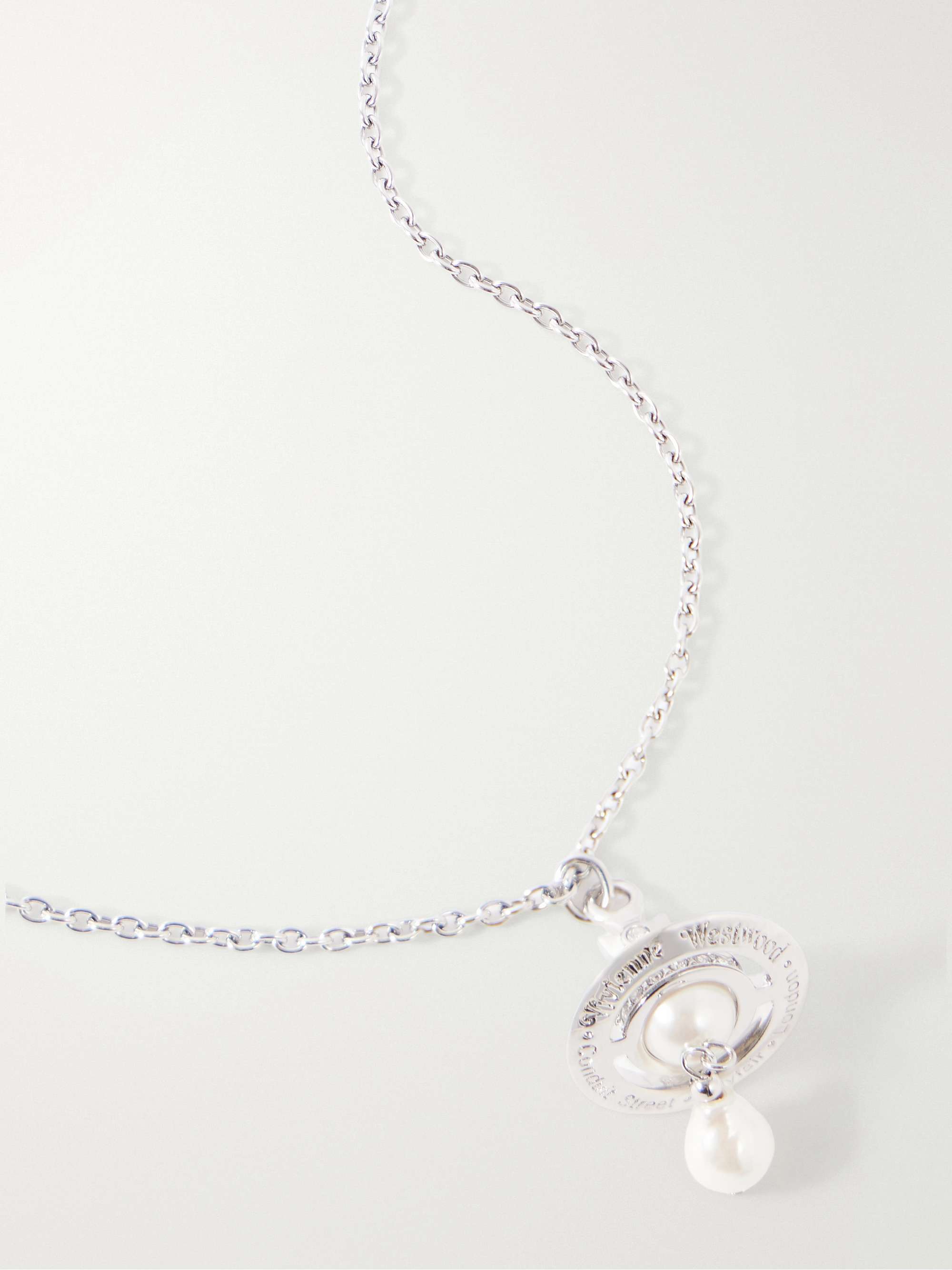 VIVIENNE WESTWOOD Aleksa Orb-detailed pearl-effect silver-tone