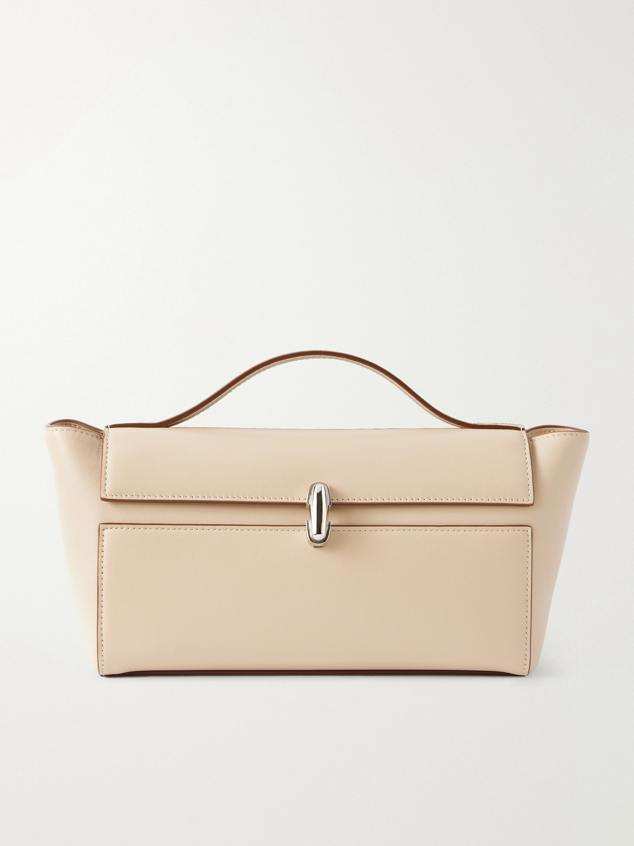 Savette Symmetry Trapeze Pochette Leather Tote In Neutral