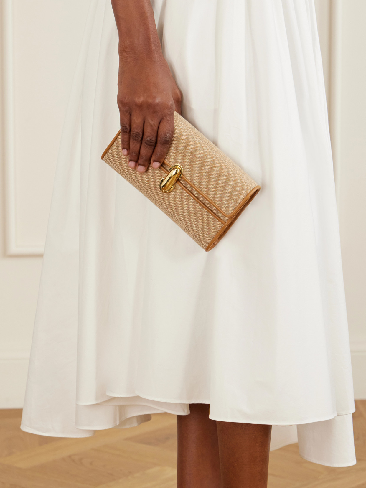 Symmetry Leather-Trimmed Canvas Mini Shoulder Bag
