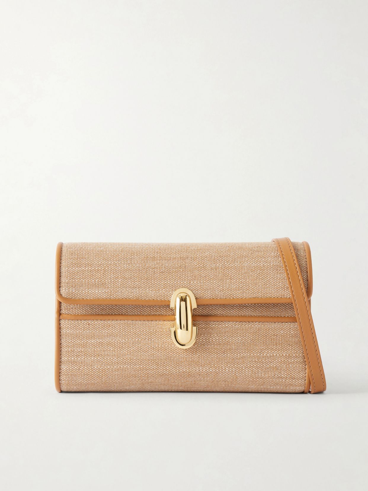 symmetry leather trimmed canvas mini shoulder bag