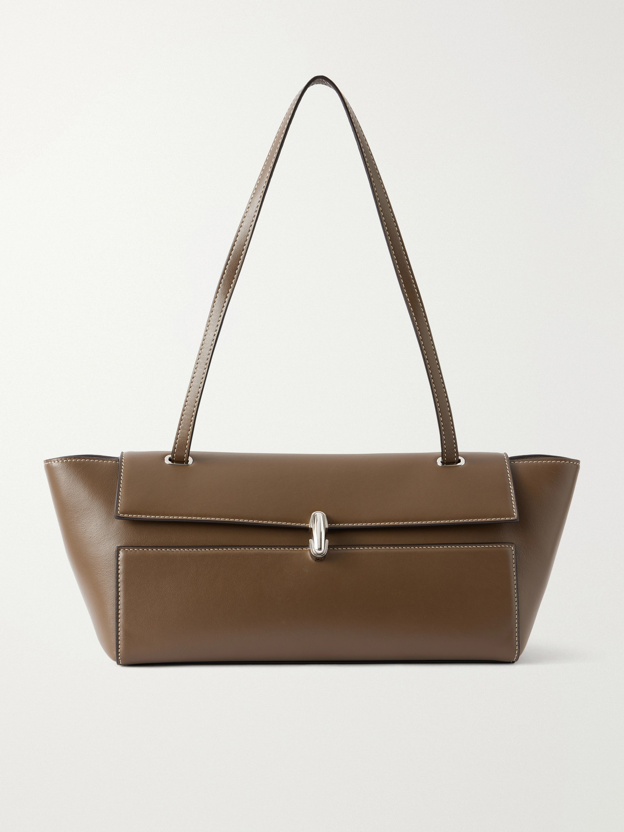 Savette Symmetry Trapeze Leather Shoulder Bag In Green