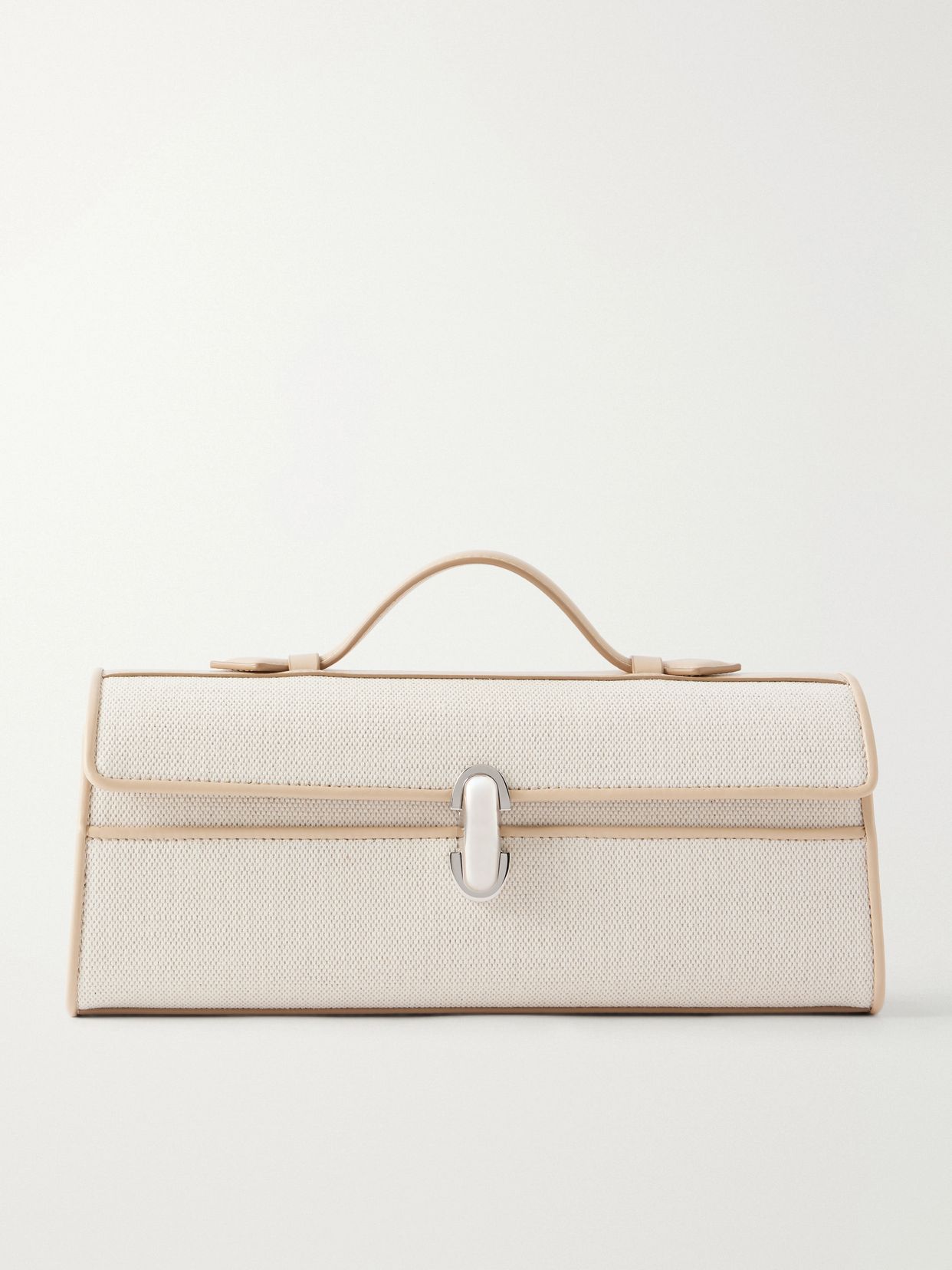 Slim Symmetry canvas leather-trimmed clutch