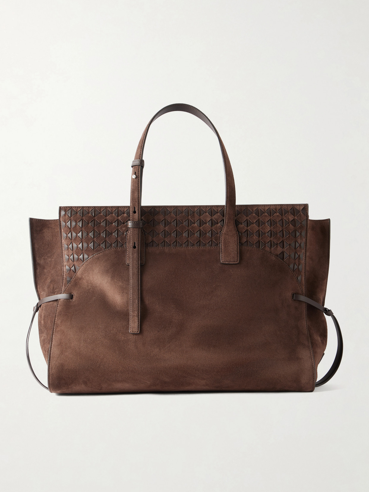 Serapian Maro Maxi Leather-trimmed Suede Tote In Brown