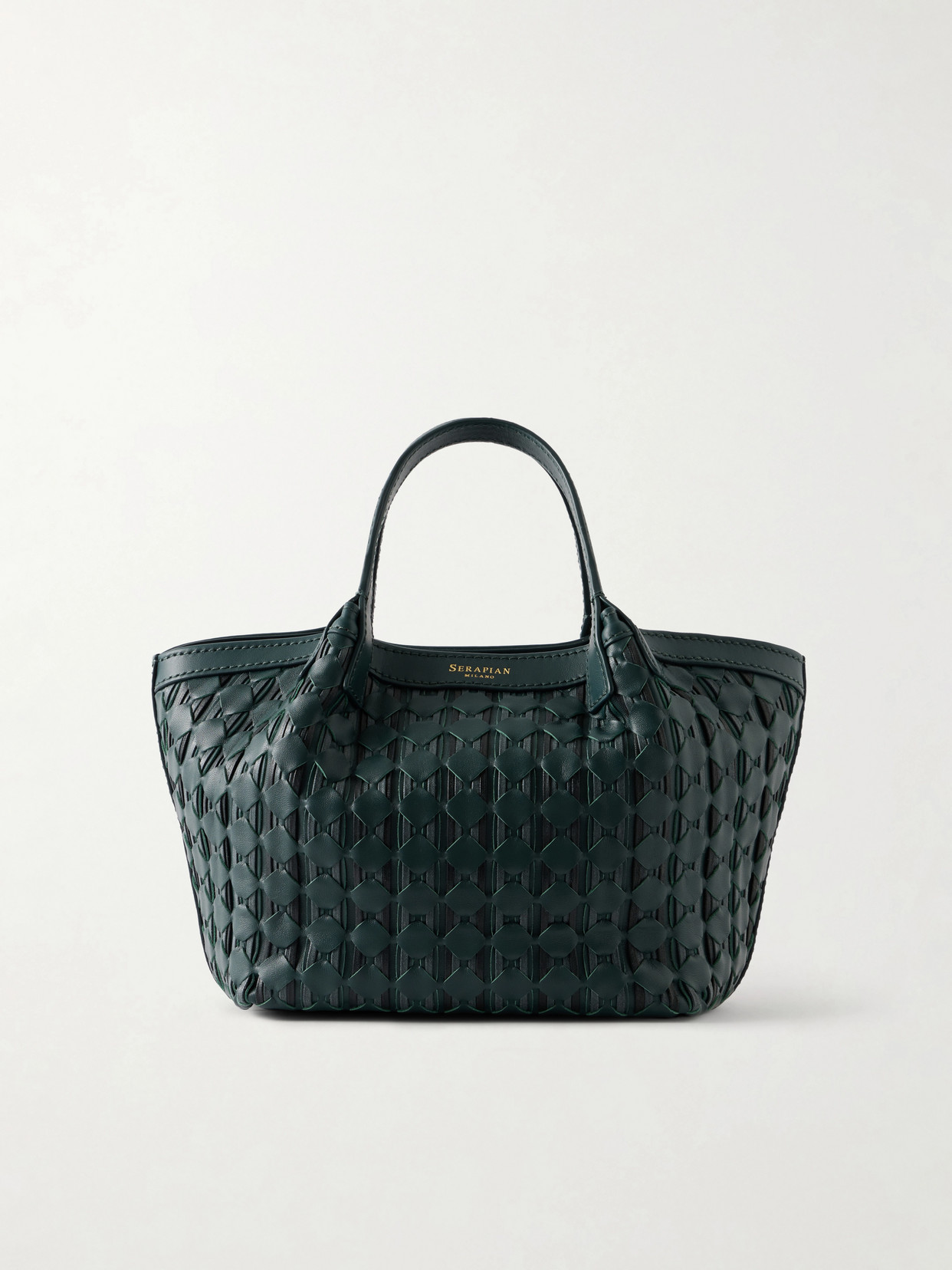 Serapian Secret Mosaico Leather Tote In Green