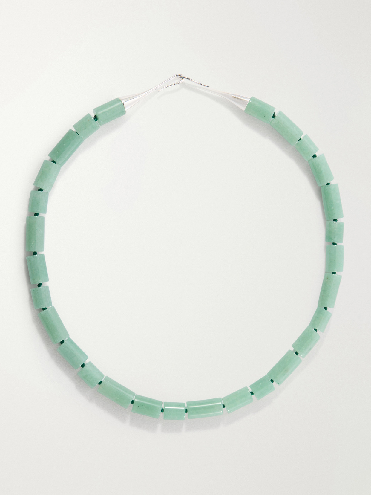 Lie Studio The Sadie Sterling Silver Aventurine Beaded Necklace In Green
