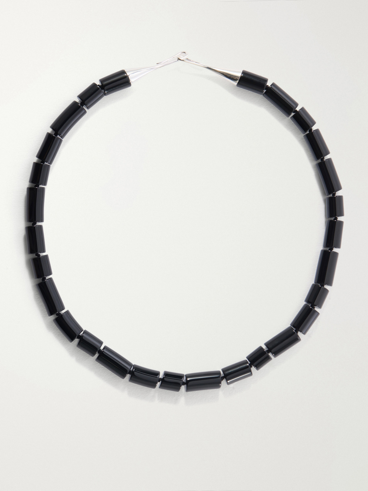 Lie Studio The Sadie Sterling Silver Onyx Beaded Necklace In Black