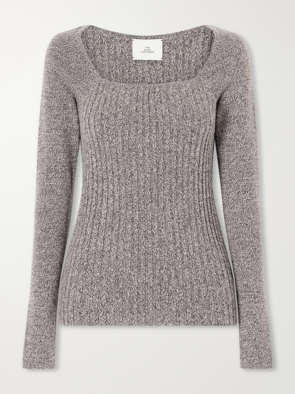 The Elder Statesman Marl Knitted Cashmere T-shirt In Gray