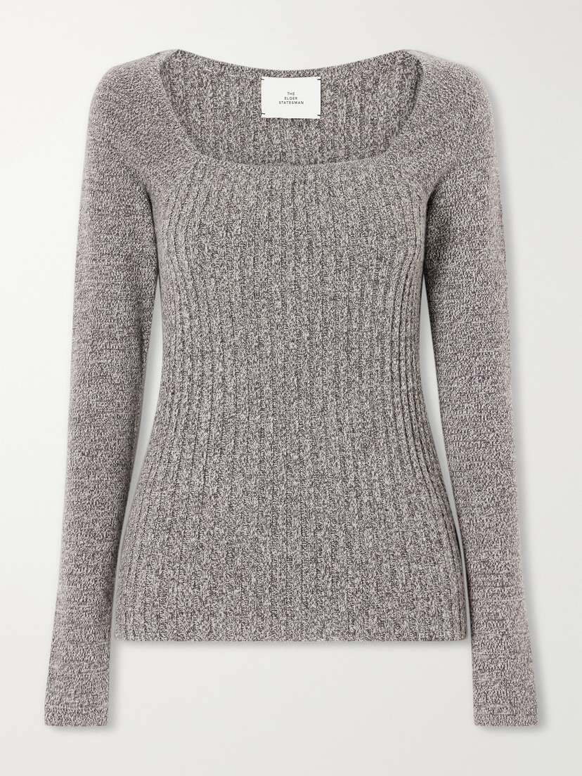 The Elder Statesman Marl Knitted Cashmere T-shirt