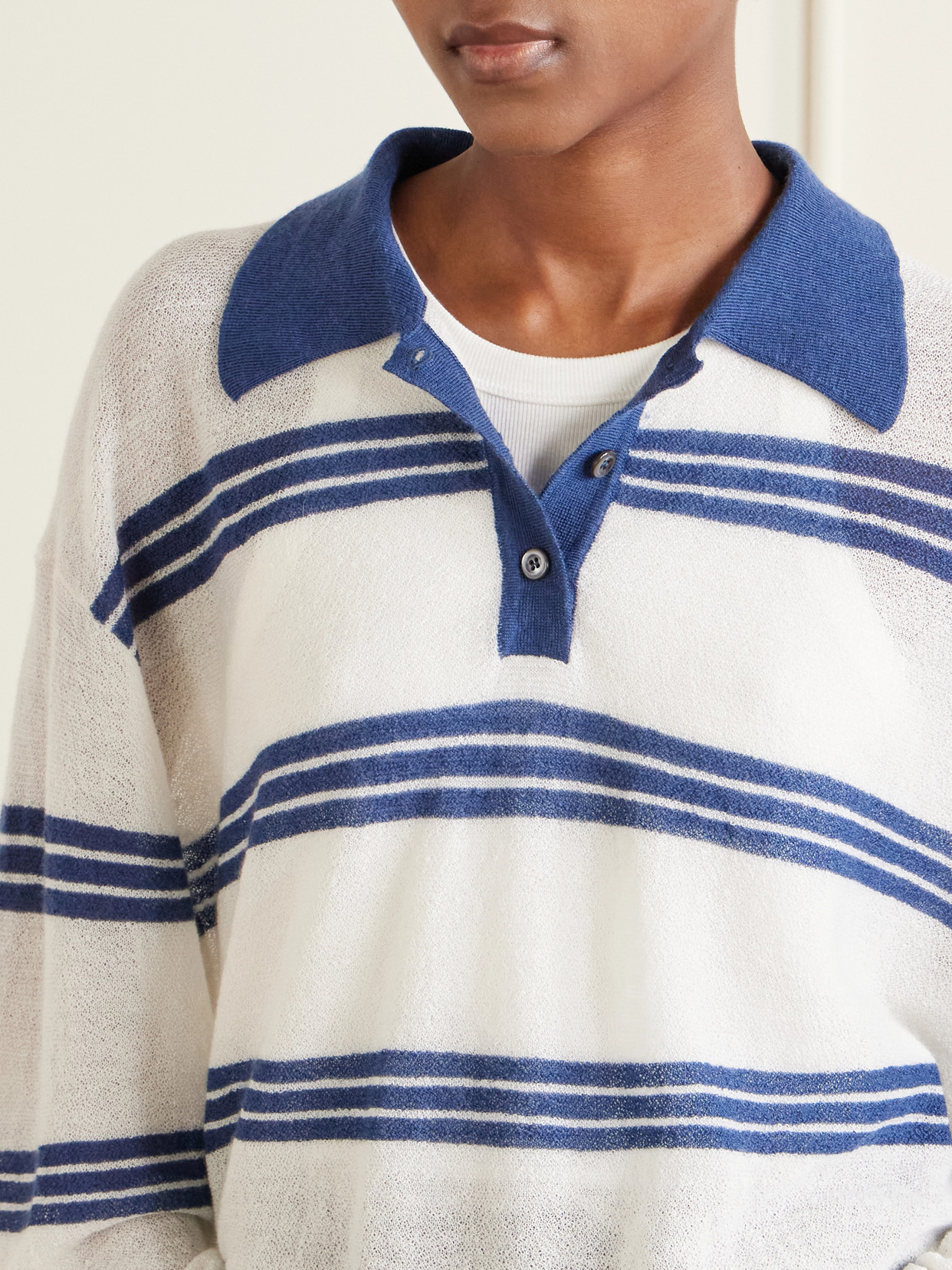 Striped Cashmere And Mohair-Blend Polo