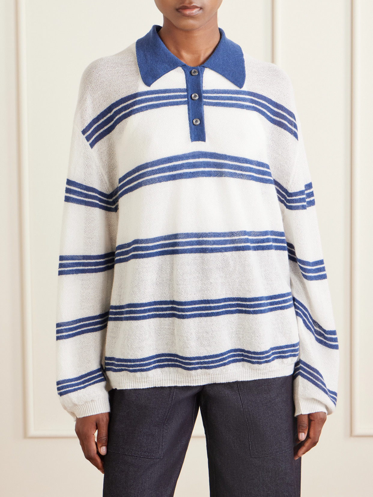 Striped Cashmere And Mohair-Blend Polo