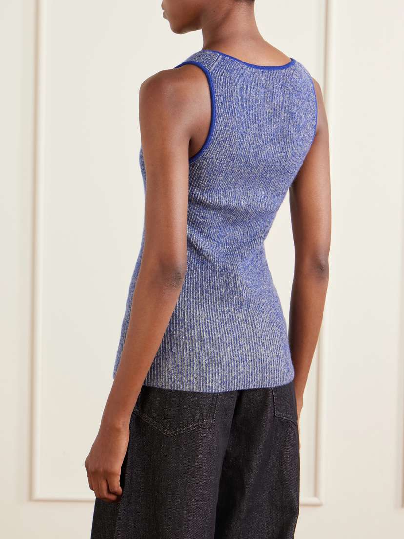 The Elder Statesman Marl Knitted Cashmere Tank | Thumbnail 4