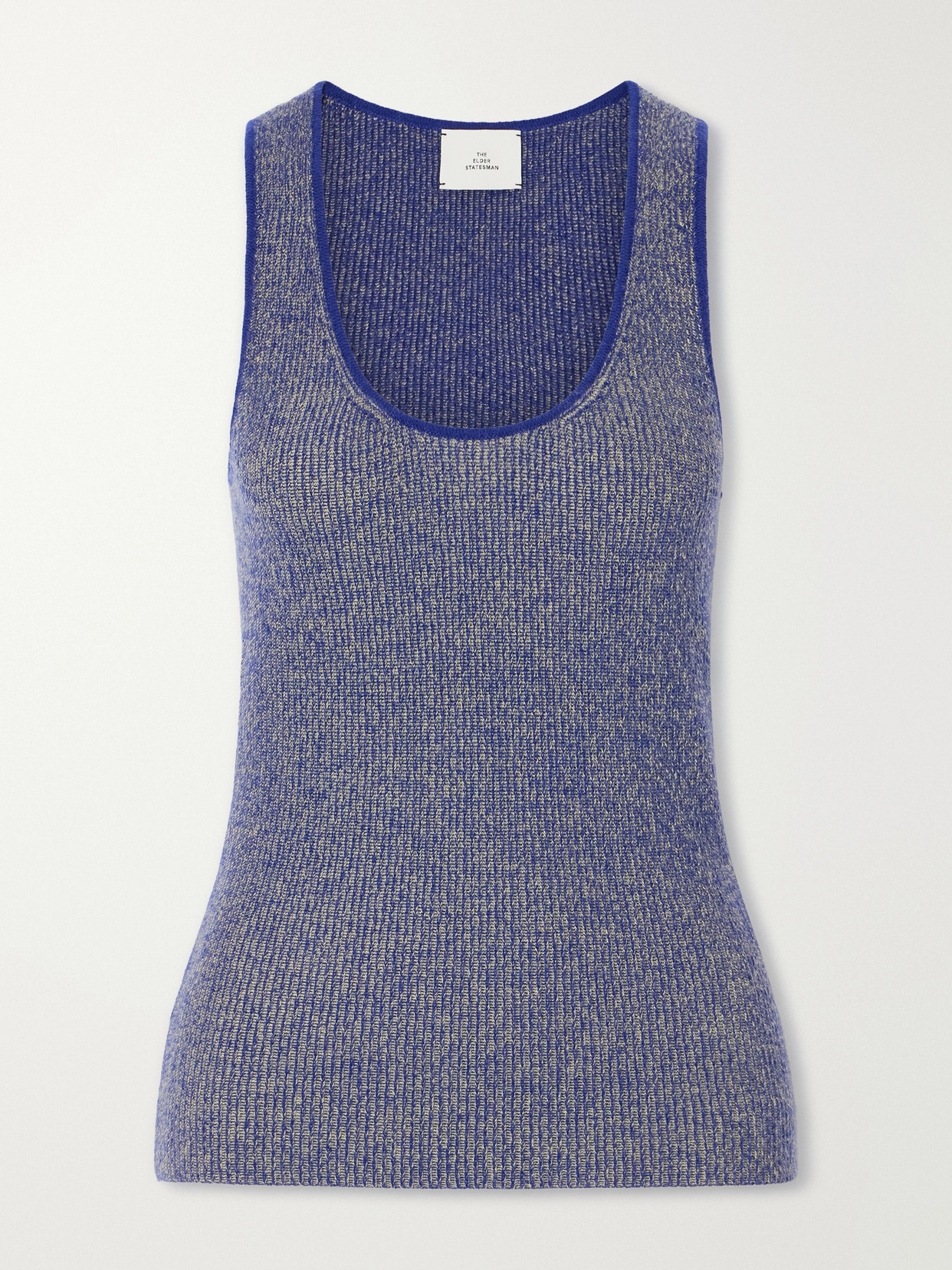 The Elder Statesman Marl Knitted Cashmere Tank In Blue