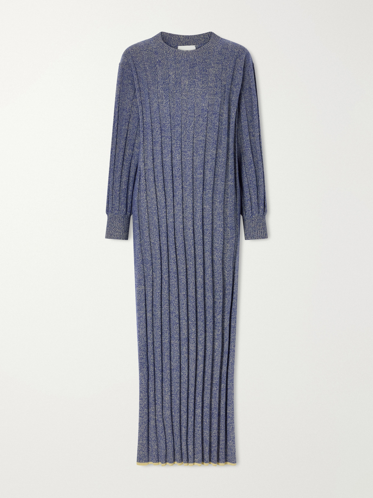 The Elder Statesman Ribbed Cashmere Maxi Dress In Blue