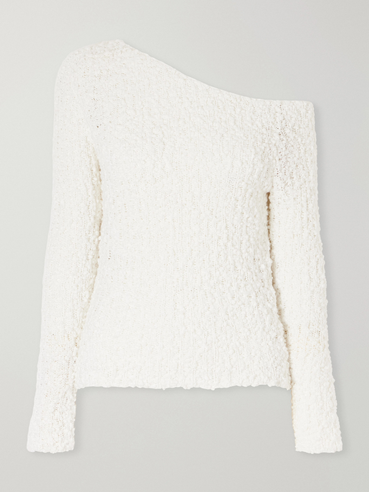 The Elder Statesman Vine Off-the-shoulder Cotton-blend Bouclé Sweater In Multi