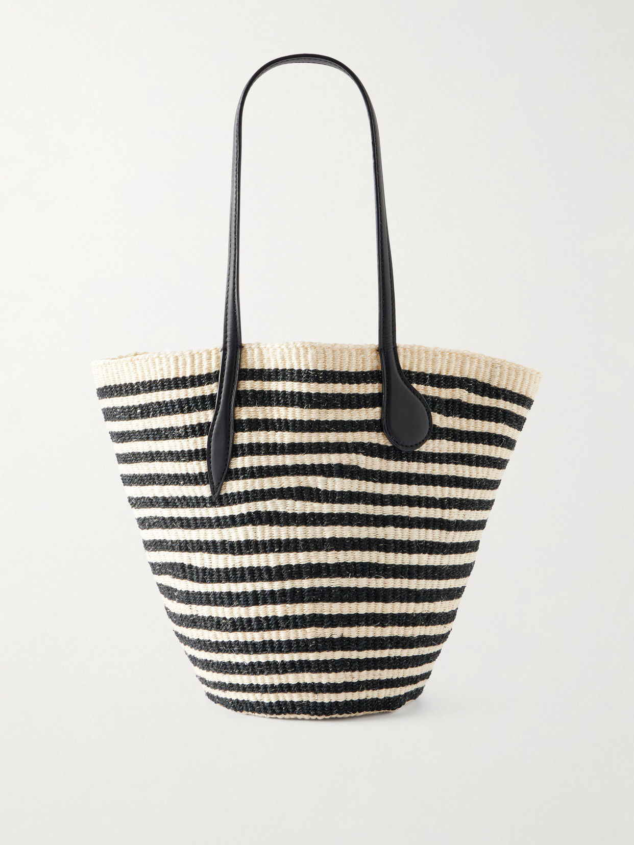 Liffner Striped Leather-trimmed Sisal Shoulder Bag In Multi
