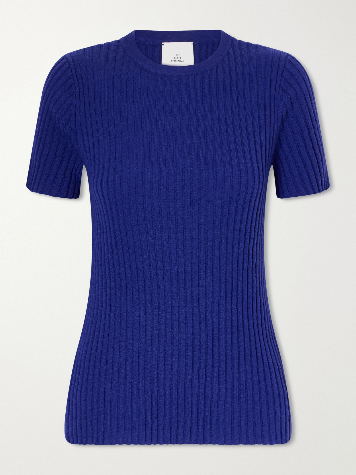 The Elder Statesman Superlight Ellie Ribbed Cashmere Knitted Sweater In Blue