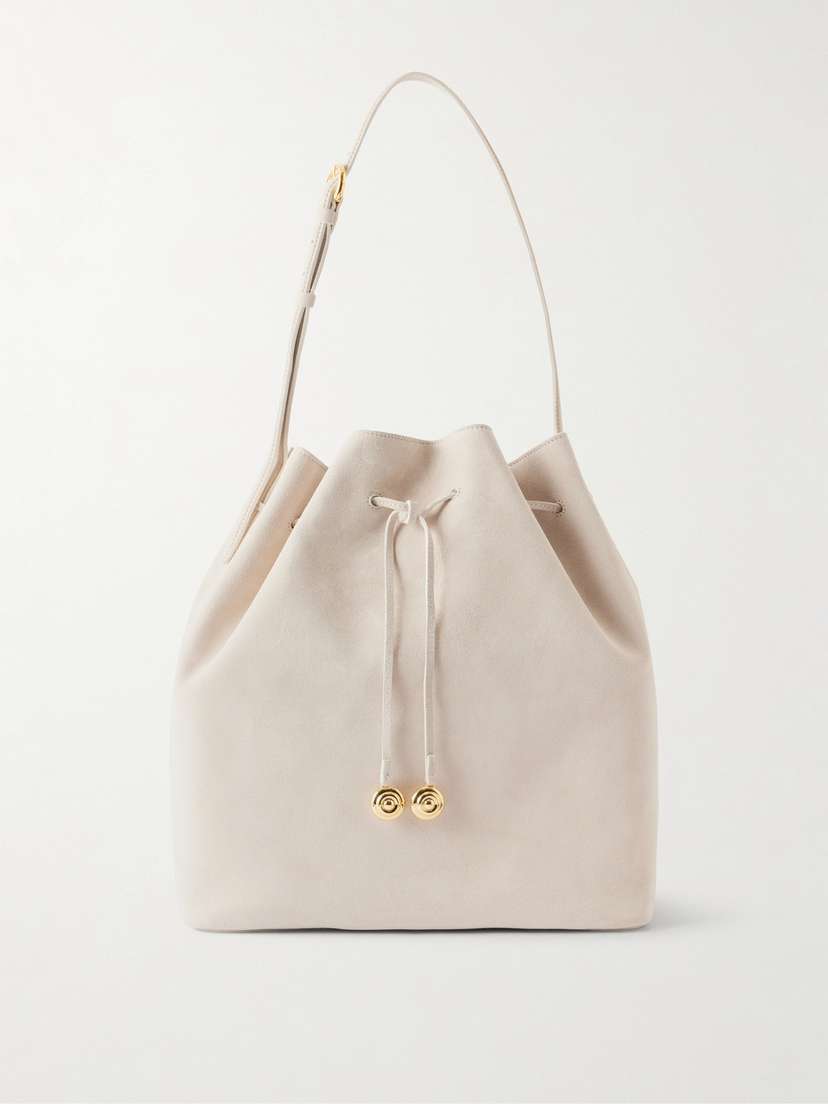 Liffner Charm Suede Drawstring Shoulder Bag