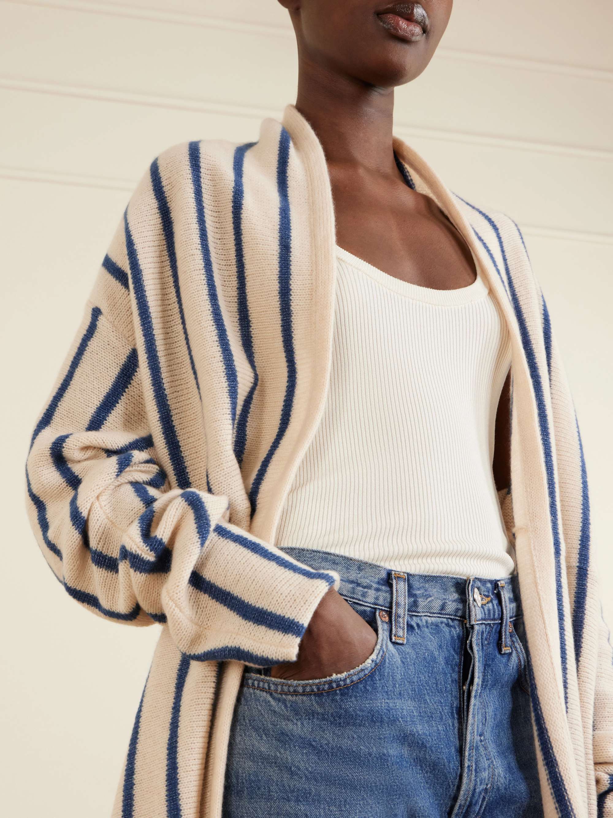 THE ELDER STATESMAN Striped knitted cashmere cardigan | NET-A-PORTER