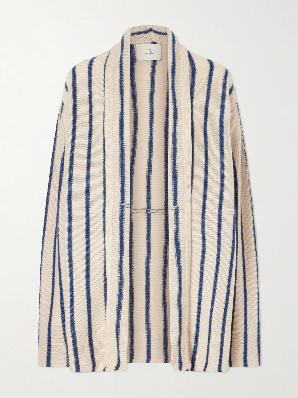 The Elder Statesman Striped Knitted Cashmere Cardigan In Neutral