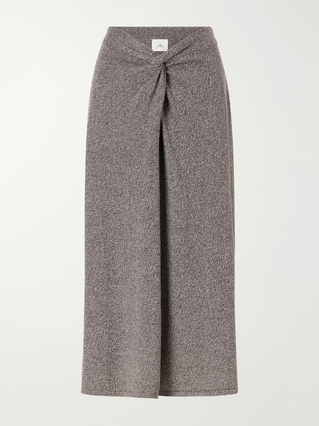 The Elder Statesman Knotted Marl Knitted Cashmere Midi Skirt In Gray
