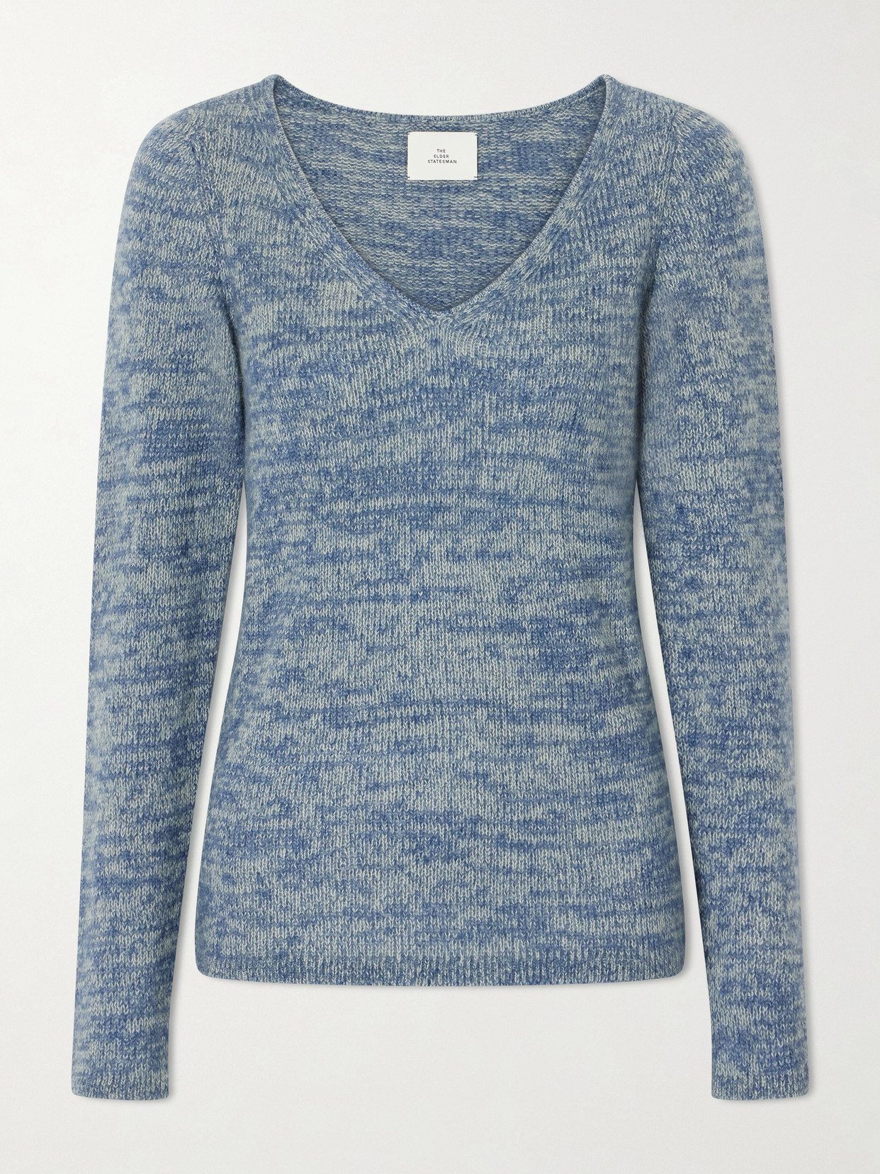 The Elder Statesman V-neck Cashmere And Silk-blend Sweater In Blue