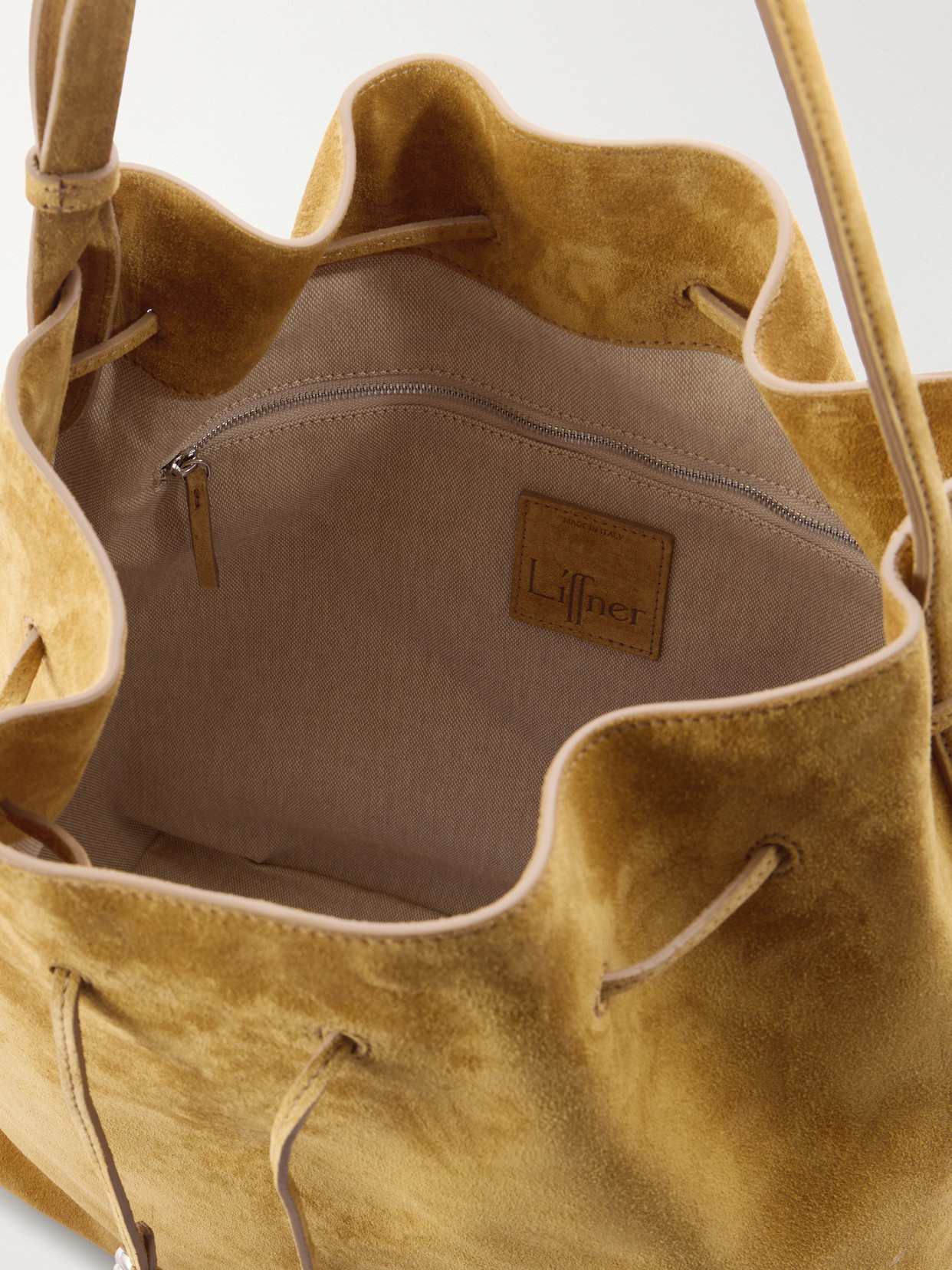 Charm Suede Drawstring Shoulder Bag