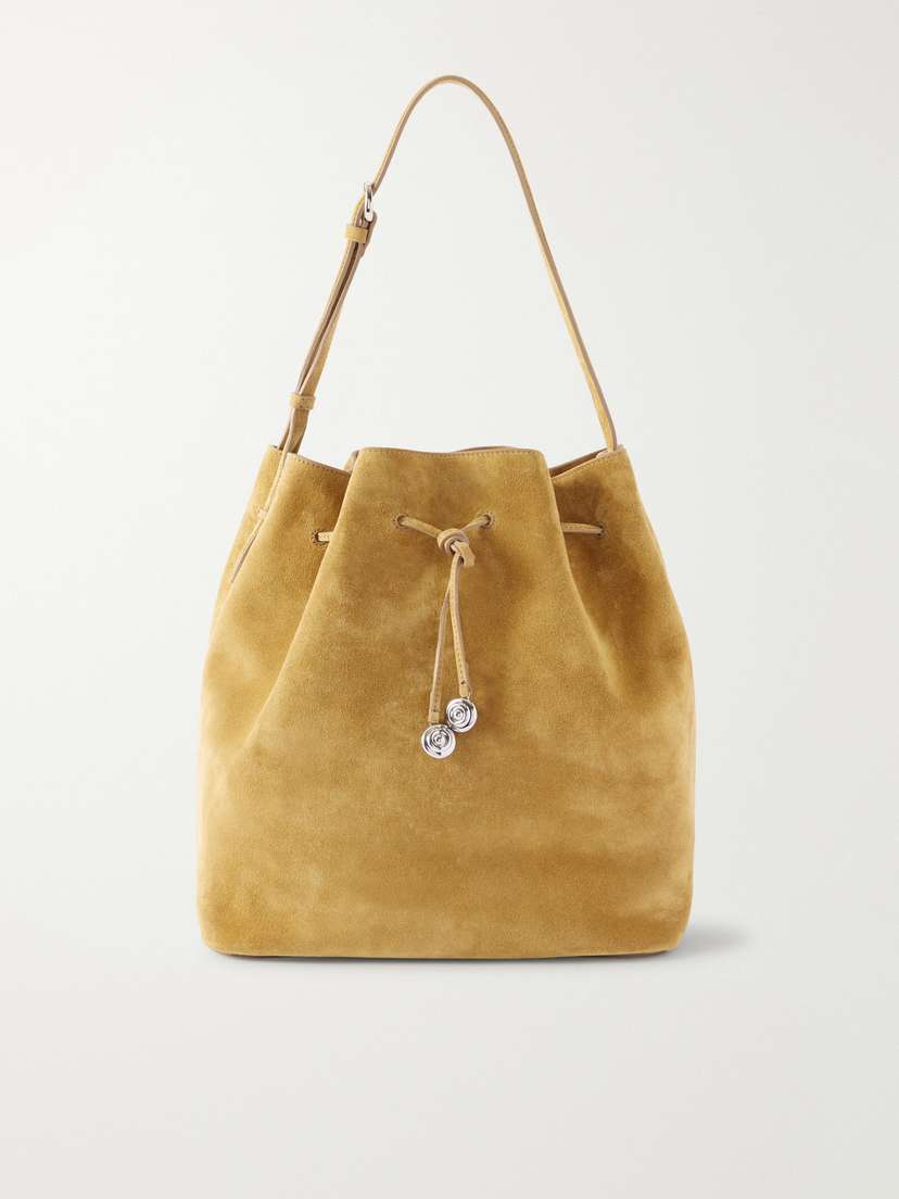 Liffner Charm Suede Drawstring Shoulder Bag