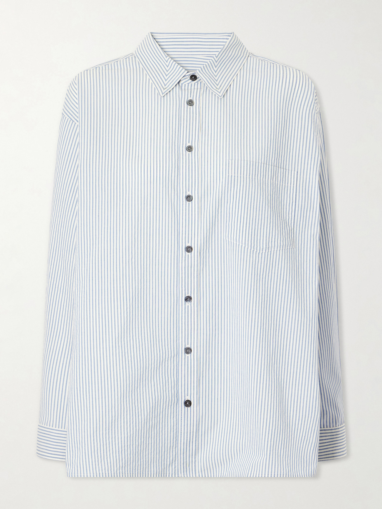 B Sides Nolan Cotton-blend Seersucker Shirt In Blue