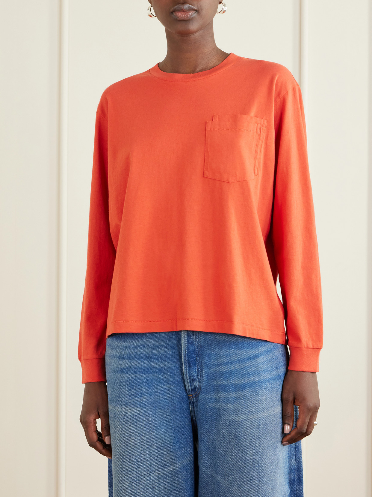 Double Pocket-Detail Cotton T-Shirt