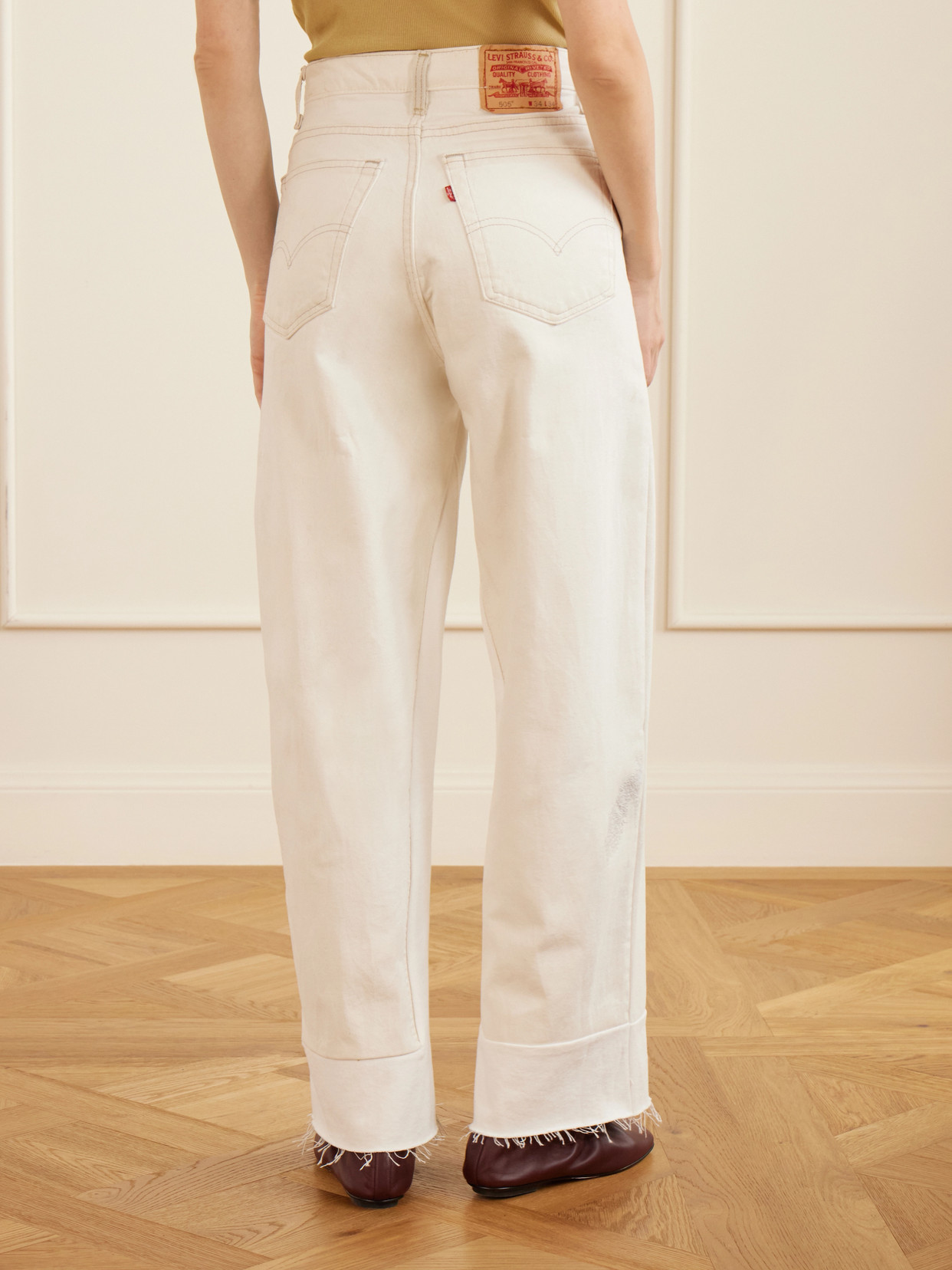 Reworked Culotte Distressed Wide- Leg