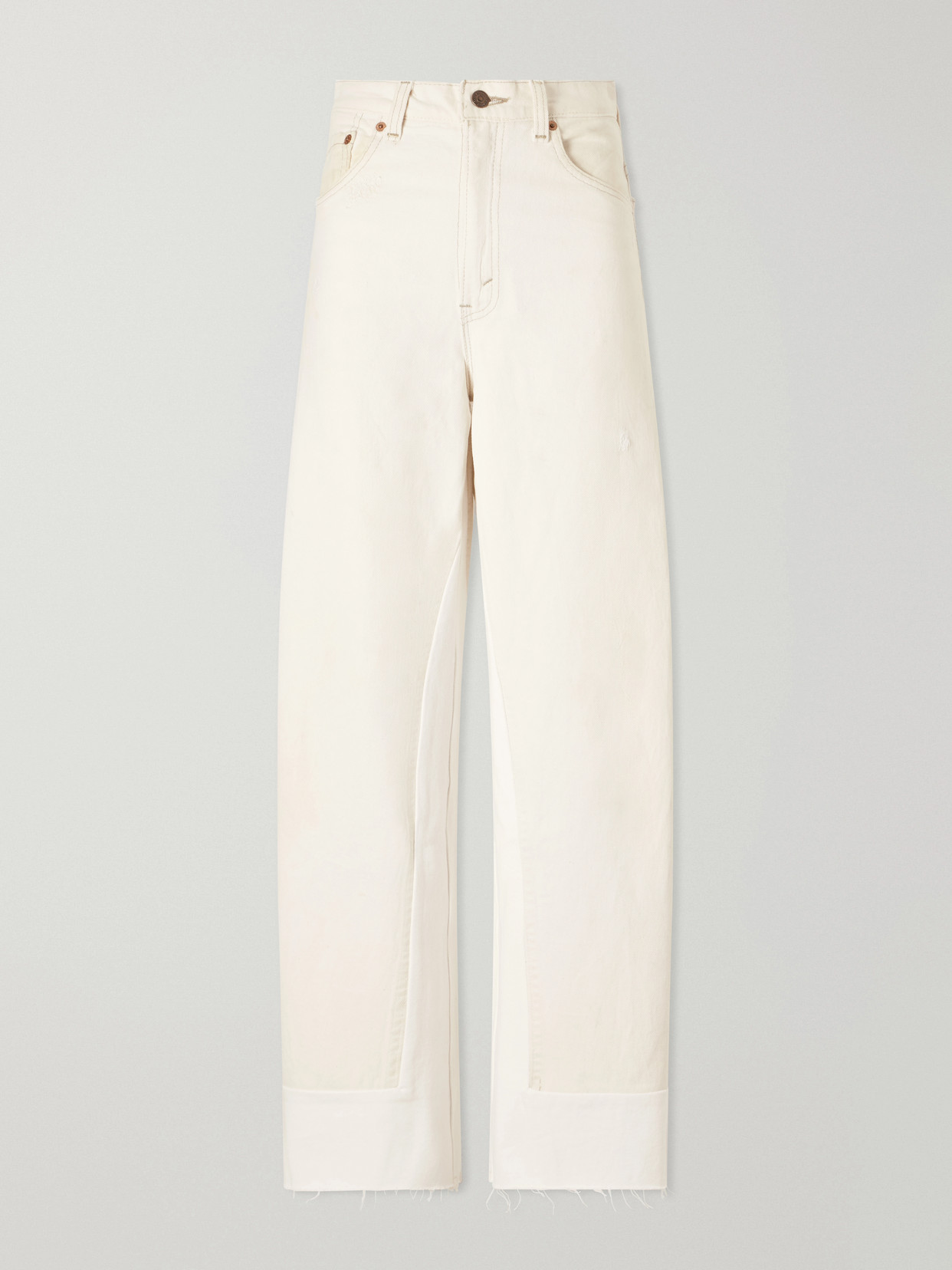 B Sides Reworked Culotte Distressed Wide-leg Jeans In White