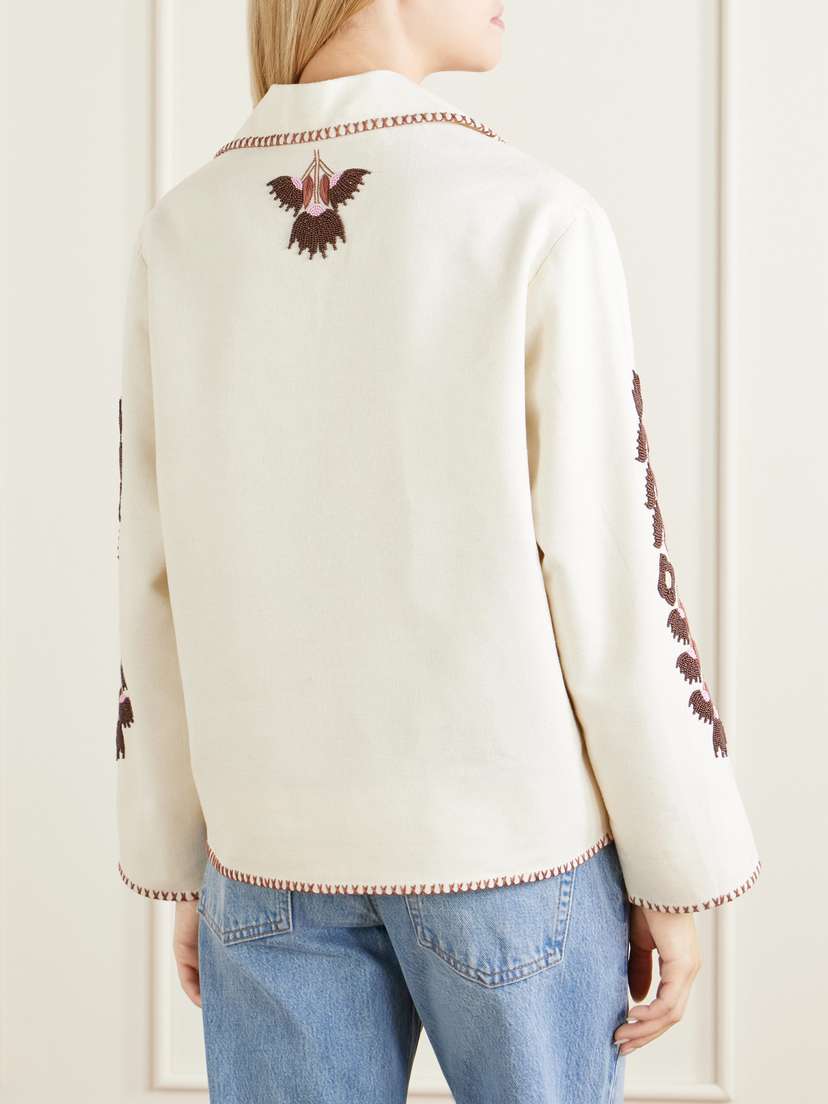 ALIX OF BOHEMIA Western Cactus Bead-embellished Textured-silk Jacket | Thumbnail 4