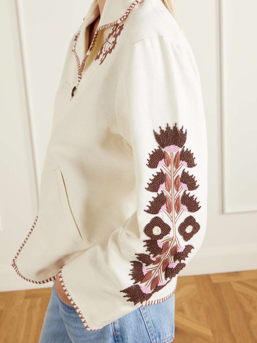 ALIX OF BOHEMIA Western Cactus Bead-embellished Textured-silk Jacket | Thumbnail 5