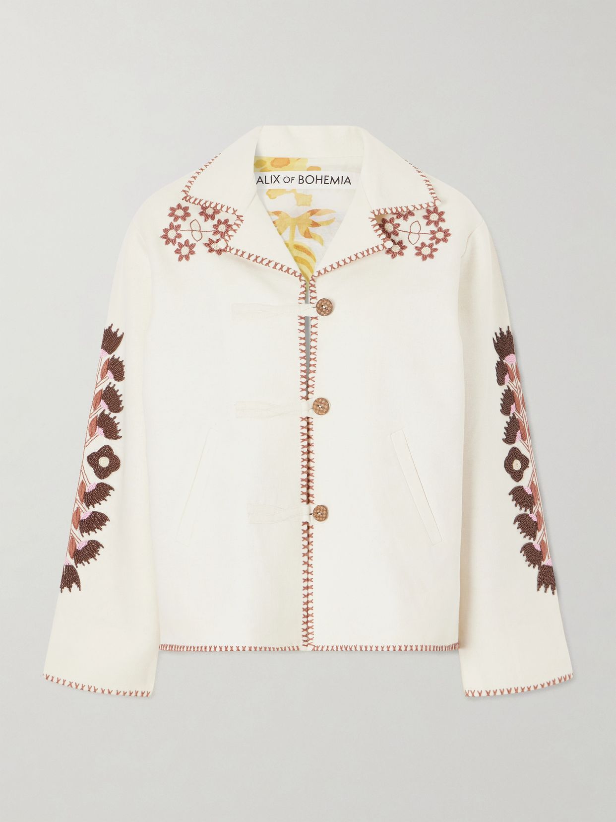 Western Cactus bead-embellished textured-silk jacket