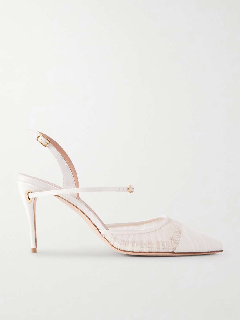Jennifer Chamandi Mattia 85 Leather-trimmed Lace Pumps | Thumbnail 7