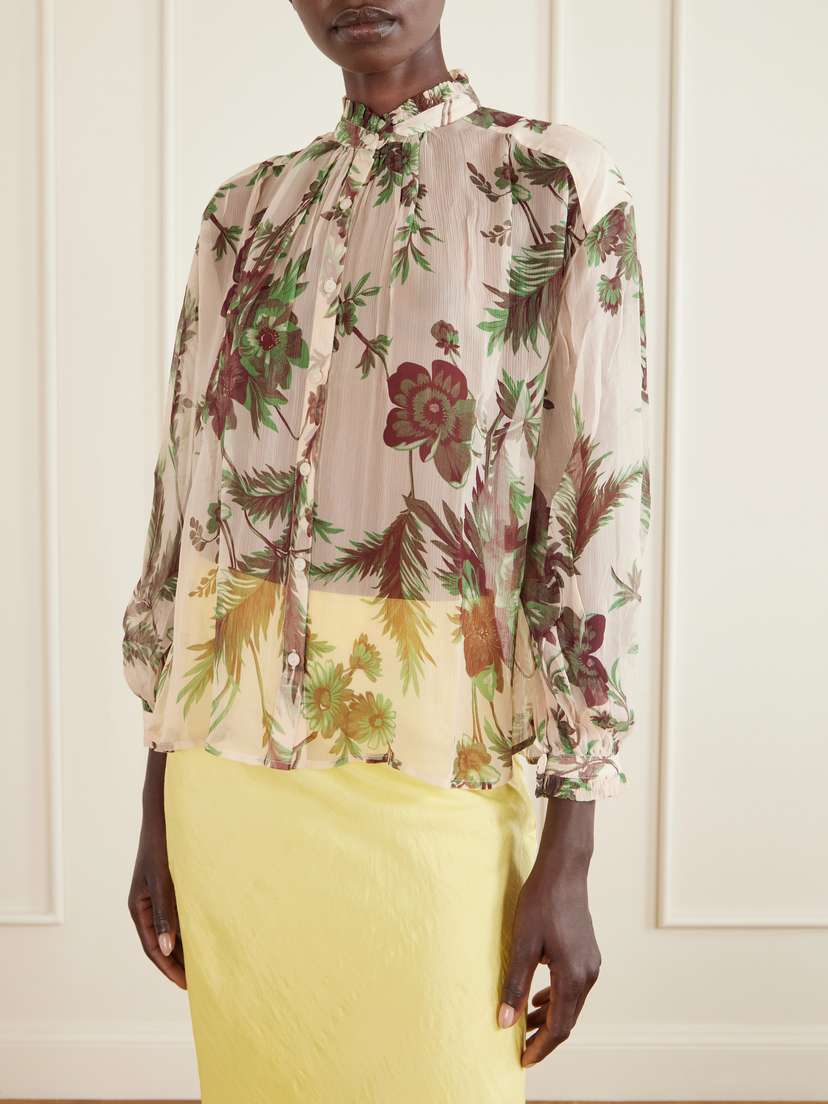 ALIX OF BOHEMIA Poet Summermoss Floral-print Chiffon Blouse | Thumbnail 3 ALIX OF BOHEMIA Poet Summermoss Floral-print Chiffon Blouse | Thumbnail 3