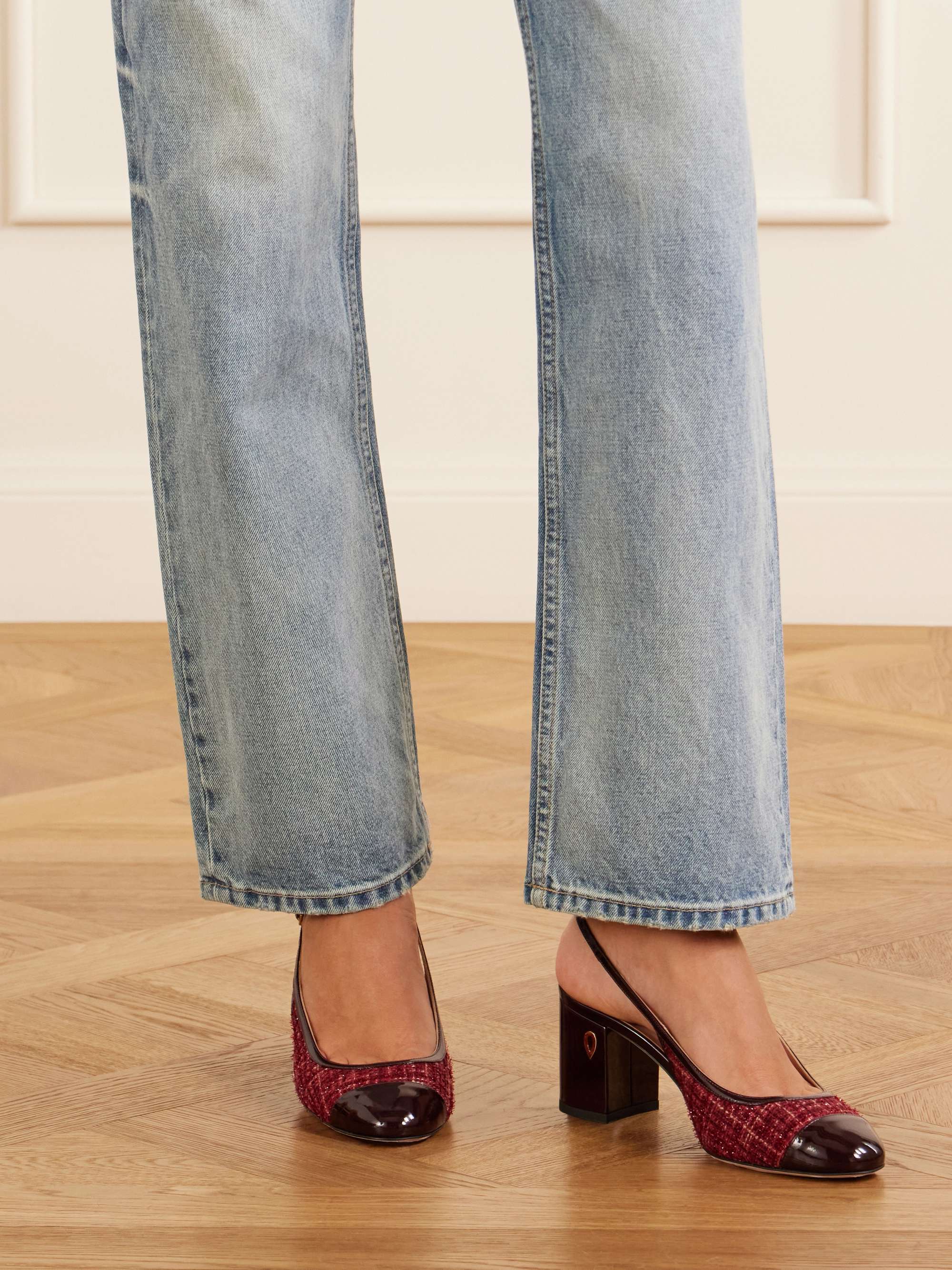 JENNIFER CHAMANDI Mattia 65 leather-trimmed tweed pumps | NET-A-PORTER