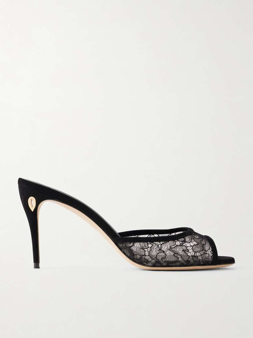 Jennifer Chamandi Guido 85 Suede-trimmed Lace Sandals | Thumbnail 6